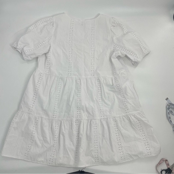 White Eyelet Cotton V-Neck Tiered Time & Tru Cottagecore Dress XL 16/18 - Picture 9 of 9